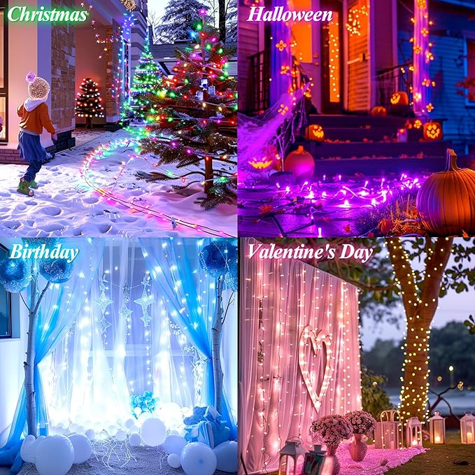 LitHome 164Ft 500 LED Color Changing Christmas String Lights, 35 Colors 9 Modes RGB Christmas Lights with Remote Timer, Dimmable Led String Light Outdoor Plug in, Xmas Tree Light Indoor Party Decor