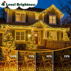 Christmas Lights Indoor Outdoor Waterproof, 132FT 400 LED 8 Modes Warm Light String Lights for House Decorations, Ideal for Christmas Trees, Wedding, and Party