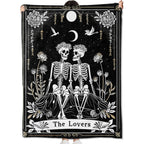 amepay The Lovers Skeleton Blanket Gifts for Kids Adult Women,Gothic Romantic Flannel Throw Blankets,Soft Comfy Lightweight for Room Couch Bed Sofa Bold Halloween Goth Decor,Horror Lovers 60x50in