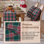 Green Tartan Plaid Christmas Decorative Throw Pillow Covers 18x18 Set of 2, Green Farmhouse Christmas Decor Buffalo Plaid Pillows for Couch & Living Room, Traditional Country Xmas Decorations