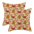 Christmas Pillow Covers 18 x 18 Inch Set of 2 Winter Brown Gingerbread Man Throw Pillows Outdoor Decorative Marshmallow Candy Xmas Pillowcases Linen Cushion Cases for Farmhouse Home Bed Sofa Couch