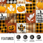 Halloween Pumpkin Throw Blanket Gifts, Pumpkins, Leaves Fall Plaid Blankets, Cozy Soft Fuzzy Plush Flannel Lap Throws for Couch Sofa Bed, for Kids Adults Wife Self, Birthday 60"x50"