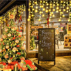XURISEN 66ft Christmas Lights Decorations Outdoor, 640 LED 8 Modes Curtain Fairy Lights with 120 Drops,Plug in Waterproof Timer Memory Function for Christmas Holiday Wedding Party Decor(Warm White)