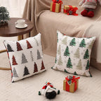 multiwins Double-Sided Print Christmas Pillow Covers 20"x 20" Set of 4, 8 Cute Christmas Patterns, Tree, Reindeer, Snowman, Joy, Let It Snow, Believe Etc, Perfect for Home Decor