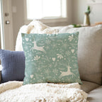 Jiaopenyou Throw Pillow Cover 20x20 Inch,Happy Christmas Tree Antlers Winter Snowflakes Throw Pillow Case,Home Decor Cushion Covers for Sofa Living Room Couch Bed