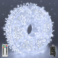 Christmas Lights 600LED 98FT, Waterproof Outdoor String Lights with Remote and Timer, 8 Modes Dimmable Fairy Lights for Indoor Outdoor Wedding Party Holiday Decorations (Cool White)