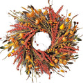 WANNA-CUL 24 inch Fall Wreath Decor for Front Door with Pumpkins, Hawthorn,Grain,Lantern Fruit,Berries,Eucalyptus Leaves, Large Harvest Door Wreath for Autumn or Thanksgiving Decoration