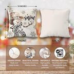 BoopZilla Set of 4 Christmas Pillow Covers, Winter Holiday Decorative Throw Pillow Covers, Cute Snowman-Reindeer-Mittens-Eucalyptus Design, Cozy Christmas Decor for Sofa Couch (18" x 18" (Pack of 4))