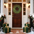 26" Norfolk Pine Wreath for Front Door, Artificial Christmas Wreaths Faux Green Fake Pine Needles Wreath for Front Door Wall Windows Indoor Outdoor Christmas Decor