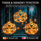 Qunlight Halloween Window Lights,3 Pack 48LED Pumpkin String Light with Battery Operated,Timer Memory Hanging Orange Halloween Light for Spooky Decor Outdoor Indoor Curtain Home Party Gift