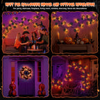 6 FT 54 LED Halloween Lights, 8 Modes & Timer Battery Operated Halloween Pumpkins Lights with Willow Vine Twig Garland, 3D Waterproof Decorations Lights for Home Indoor Wall Fireplace Mantle Party