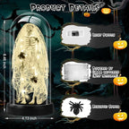 Halloween Decorations-Light-Up Skull with Spider Halloween Decor Indoor Cute Skull Tabletop Decor for Party Home Kitchen and Fireplace, 8.46"x4.2" Flickering LED Terror