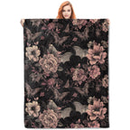VANZEV Gothic Blanket, Floral and Bat Flannel Throw Blankets,Soft Warm Lightweight Cozy Plush Halloween Goth Throws for Bedroom Sofa Home Decor Gifts for Women Girls 50"x60"