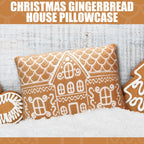 Tudomro Christmas Gingerbread House Pillow Covers 12x20 Inch Gingerbread House Shaped Embroidered Sherpa Holiday Decorative Throw Pillow Cases for Xmas Home Bedroom Couch(Retro,Brown)