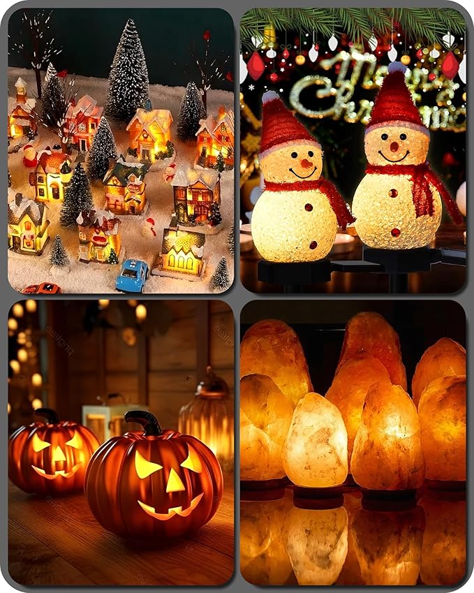 2Pack Christmas Village Lights, Decoration String Lights 6Ft with 1 C7 LED Bulb, Warm White, with Socket and Switch, for Christmas Snow House,Pumpkin Crafts,Holiday Decoration W06VLP205