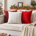 MIULEE Christmas Pure White Throw Pillow Covers Snowflakes Decorative 18×18 Inch Faux Wool Winter Festival Couch Pillow Covers Set of 2 Farmhouse Holiday Home Decors for Sofa Livingroom Bed