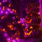 Dazzle Bright Purple and Orange Halloween Lights Battery Operated, 2 Pack Total 100LED 32FT Waterproof Mini String Lights with 8 Modes, Halloween Decorations for Outdoor Indoor Garden Yard Party