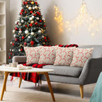 Tranqun 4 Pcs Christmas Candy Cane Throw Pillow Covers 20x20 Inch Xmas Red Candy Embroidery Pillowcases Fluffy Christmas Cane Decorative Cover for Winter Holiday Farmhouse Living Room Sofa Car Decor