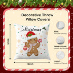 ROXMART Winter Christmas Gingerbread Pillow Covers 18x18 Set of 2, Gingerbread Christmas Decor, Holiday Winter Xmas Ginger Bread Decorative Pillow Covers for Couch Sofa Bedroom Living Room Home