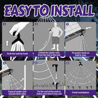 Halloween Spider Web Lights Giant Spider, 16.4Ft 450 LED Lighted Spider Web with with 8 Lighting Modes Waterproof & Timer for Indoor Outdoor House Haunted Yard Decor,Purple&Orange