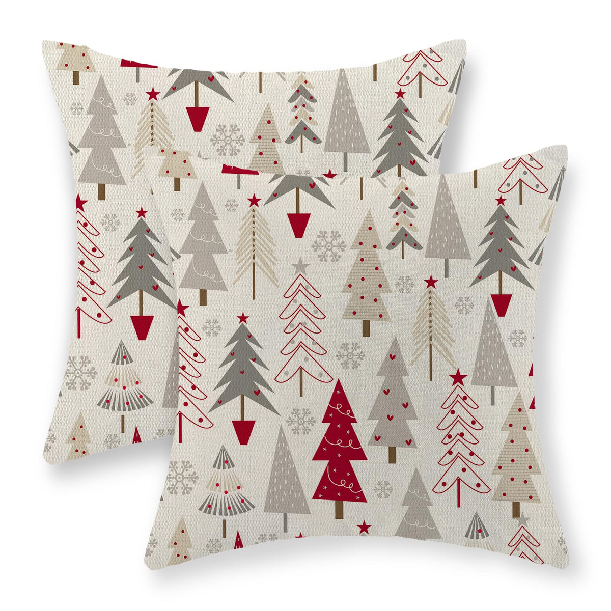 GOLIANDA Christmas Pillow Covers 18x18 Set of 2 Christmas Decor Linen Pillowcase Geometric Colorful Christmas Tree Throw Pillows Winter Farmhouse Holiday Decorations Cushion Covers Couch Home Sofa