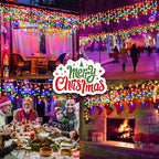 SAUIRS 100FT 960 LED Christmas Lights Outdoor Decorations with 180 Drops Timer 8Mode Curtaing String Lights Waterproof Plug in Fairy Lights for Indoor,Xmas,Party,Patio,Window,Trees Decor(Multicolor)