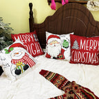 RidaaFri Christmas Pillow Covers 18x18 Inch Set of 4 Merry Christmas Red Throw Pillow Cases Winter Holiday Cushion Case Snowman Santa Claus Xmas Decorations for Home