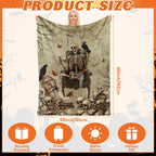 Breling Gothic Throw Flannel Blanket Ghost Skeleton Cozy Fuzzy Warm Throw Blanket Gothic Punk Themed Print for Winter Couch Sofa Bed Home Decor 60"x50"