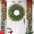 Christmas Wreaths 26" Norfolk Pine Wreath for Front Door, Artificial Christmas Wreaths Faux Green Fake Pine Needles Wreath for Front Door Wall Windows Indoor Outdoor Christmas Decor