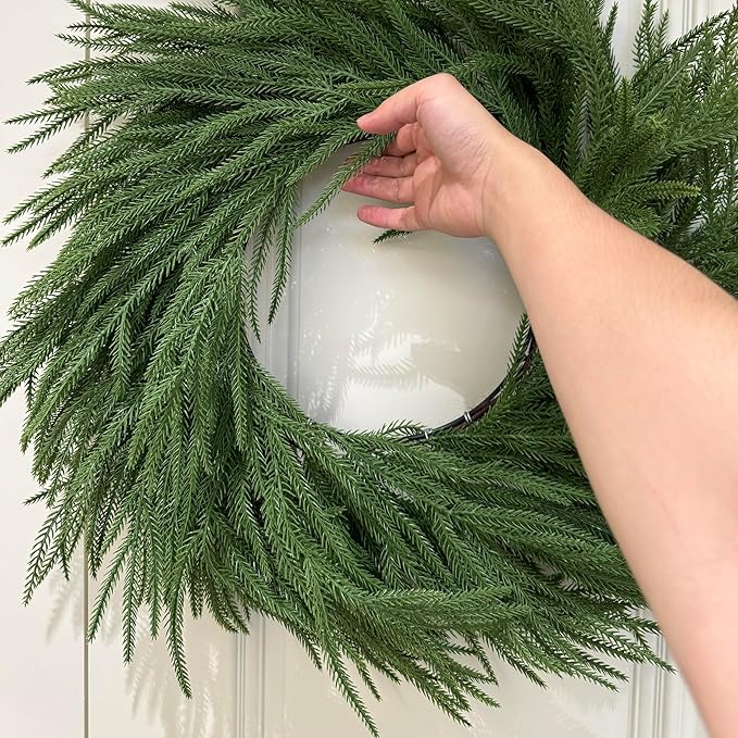 Christmas Wreaths for Front Door 30 Inch Norfolk Pine Wreath for All Seasons Artificial Green Wreath Holiday Decoration for Indoor Outdoor Home Decor