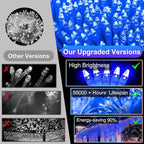 670 LED Christmas Lights Outdoor, 66ft Blue String Lights Indoor with 148 Drops 12 Modes, Dimmable Curtain Window Lights, Waterproof Twinkle Fairy Lights with Timer for Bedroom Christmas Decorations