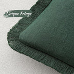 MIULEE Christmas Decorative Throw Pillow Covers Neutral Linen Fringe Throw Pillows Euro Shams Set of 2 Army Green Boho Farmhouse Cushion Covers for Couch Sofa Bed Living Room Home Decor 22x22 Inch