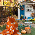 Large 58"x75" Pumpkin Throw Blanket Microfiber Super Soft Fluffy Fuzzy Plush Fall Halloween Reversible Blanket Baby Kids Adults | Modern Pumpkin Print | Adults