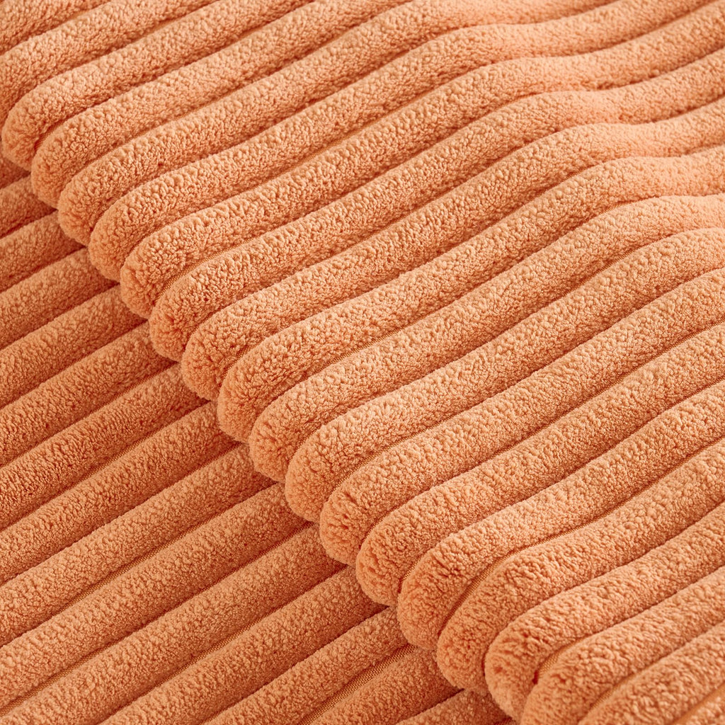 Fancy Homi Set of 2 Orange Fall Lumbar Rectangle Throw Pillow Covers 12x20 Inch for Couch Bed Chair, Autumn Halloween Thanksgiving Gift, Soft Plush Thick Striped Corduroy Aesthetic Home Decor 30x50cm