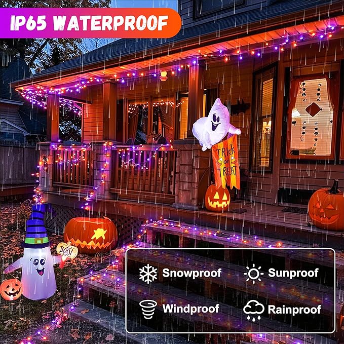 300LED 93 Ft Orange & Purple Halloween Lights 8 Modes Halloween Light Mini Twinkle Light for Party Indoor Outdoor Decor