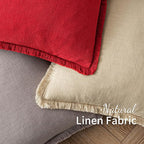 MIULEE Christmas Decorative Throw Pillow Covers Neutral Linen Fringe Throw Pillows Euro Shams Set of 2 Red Boho Farmhouse Cushion Covers with Tassels for Couch Sofa Bed Living Room Decor 24x24 Inch