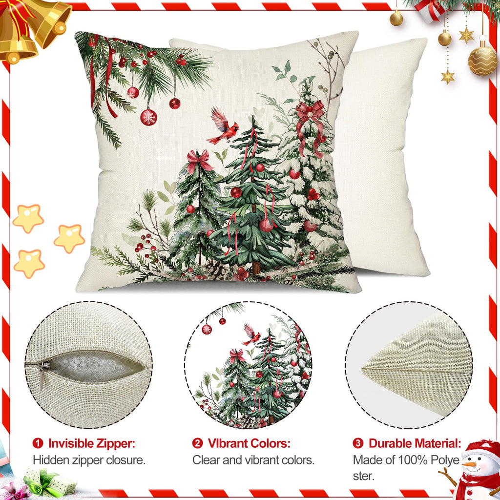 DFXSZ Christmas Pillow Covers 18x18 Inch Set of 2 Christmas Tree Decorations Throw Pillows Winter Xmas Decor for Home Couch TH-35B18