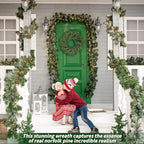 26 inch Norfolk Pine Wreath, Realistic Christmas Wreath for Front Door,Artificial Real Touch Green Wreath Greenery for Door Wall Windows Mantle Outdoor Christmas Decoration