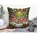 Jiaopenyou Throw Pillow Cover 20x20 Inch,Gingerbread Girls Dancing with The Words Merry Christmas Throw Pillow Case,Home Decor Cushion Covers for Sofa Living Room Couch Bed