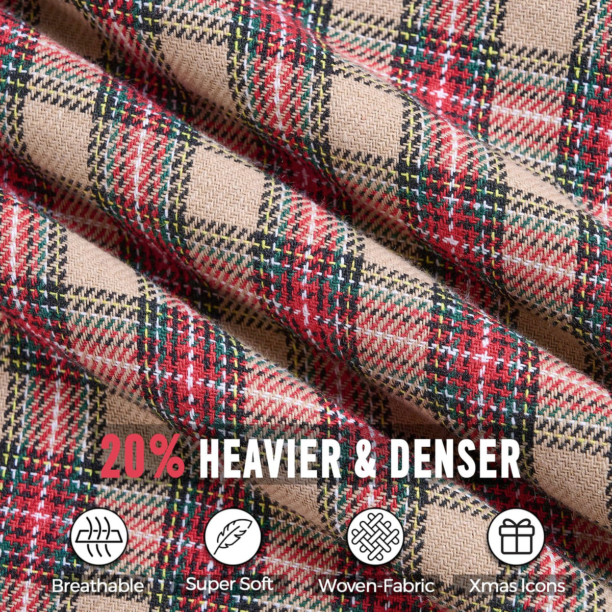 Vintage Brown Tartan Plaid Christmas Decorative Throw Pillow Covers 18x18 Set of 2, Primitive Christmas Decor Buffalo Plaid Pillows 18 x 18 Inch for Couch Bed, Rustic Farmhouse Xmas Decorations