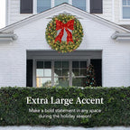 Best Choice Products 36in Pre-Lit Christmas Wreath w/Berries & Pinecones, Large Artificial Indoor/Outdoor Decor for Door, Mantel w/Red Bow, Plug-in