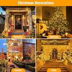 Christmas Lights 33FT 100 LED 8 Modes with Timer Connectable Decorative String Lights for Xmas Tree Patio Party Warm White