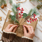 Sggvecsy 6 Pack Snow Frosted Christmas Berries Pine Picks Artificial Red Berry Pine Branches Frosted Faux Pine Stem with Pine Cones Holly Berry Leaves for Xmas Tree Wreath DIY Craft Holiday Decor