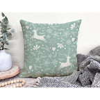Jiaopenyou Throw Pillow Cover 20x20 Inch,Happy Christmas Tree Antlers Winter Snowflakes Throw Pillow Case,Home Decor Cushion Covers for Sofa Living Room Couch Bed