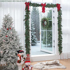 24" Artificial Christmas Wreath -Real Touch Norfolk Pine Wreath for Door,Wall,Windows,Indoor Outdoor -Christmas Wreaths for Front Door-Christmas Decorations-Holiday Decor-Free Battery LED Lights
