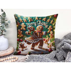 Throw Pillow Cover 20x20 Inch,Gingerbread Man Woman Dancing With Words Merry Christmas Spelled With Gingerbread Men Throw Pillow Case,Home Decor Cushion Covers for Sofa Living Room Couch Bed