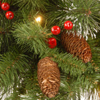 National Tree Company 24 in Pre-Lit Crestwood Spruce Artificial Christmas Wreath, Christmas Decoration with Glitter, Pinecones, Red Berries, 50 Clear Lights, 160 Tips, Green
