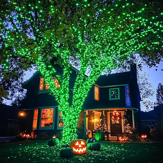 JMEXSUSS 400 LED Green Christmas Lights Outdoor, 132ft Green String Lights Plug in with Remote, Indoor Christmas String Light for Porch Tree House Yard Decorations