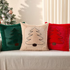 DFXSZ Christmas Pillow Covers 18x18 Beige Big Christmas Tree Decoration Soft Plush Faux Fur Jacquard Throw Pillows for Bedroom Sofa Holiday Festivals Winter Home Decor PTK068C18
