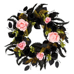 National Tree Company, 24inch Artificial Cute and Creep Halloween Wreath, 40 Pink LED Lights